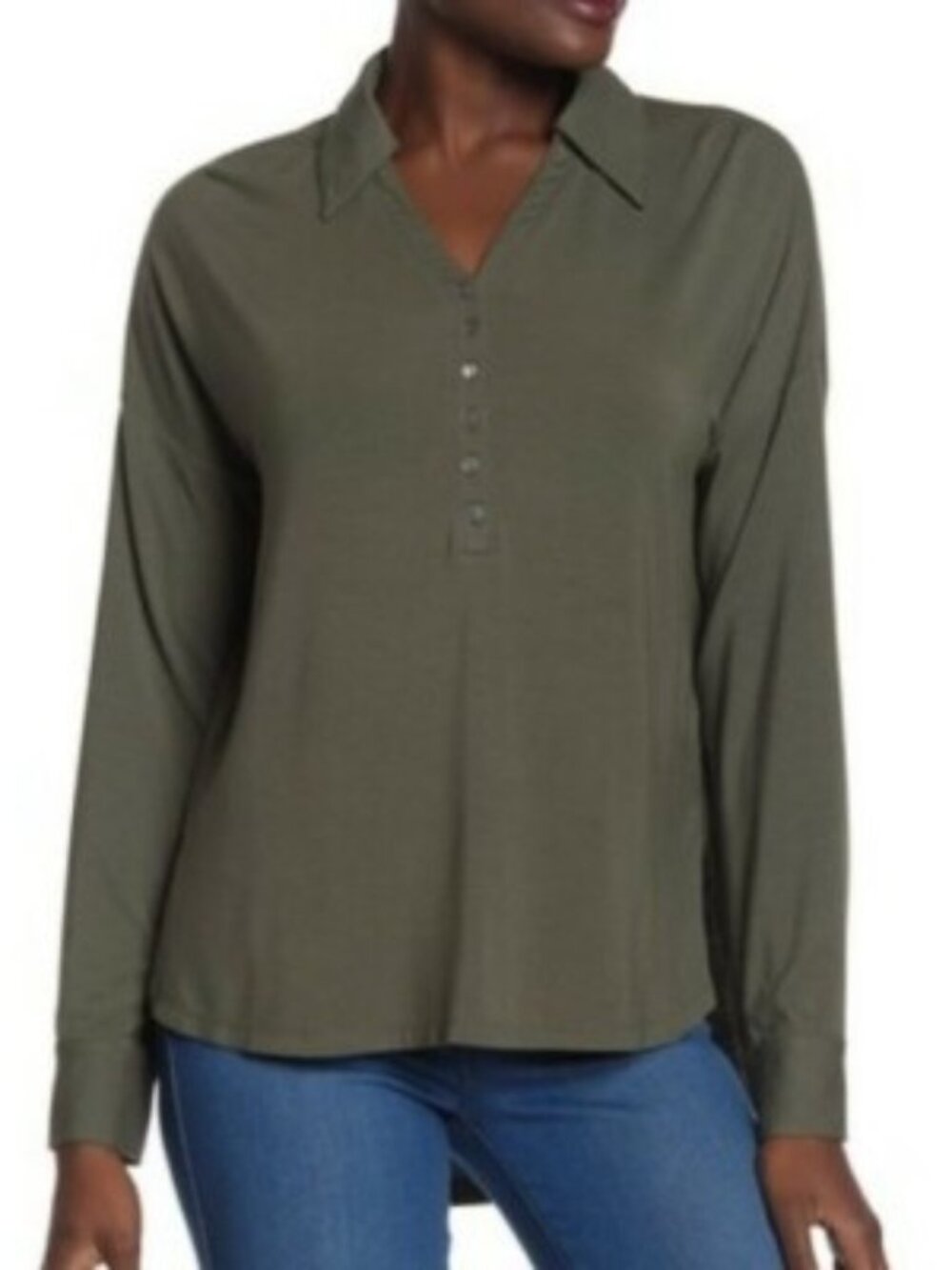 🇨🇦 Ady P Women's Long Sleeve Button Polo Top